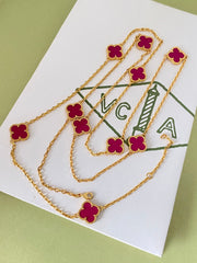 Long four-leaf clover necklace