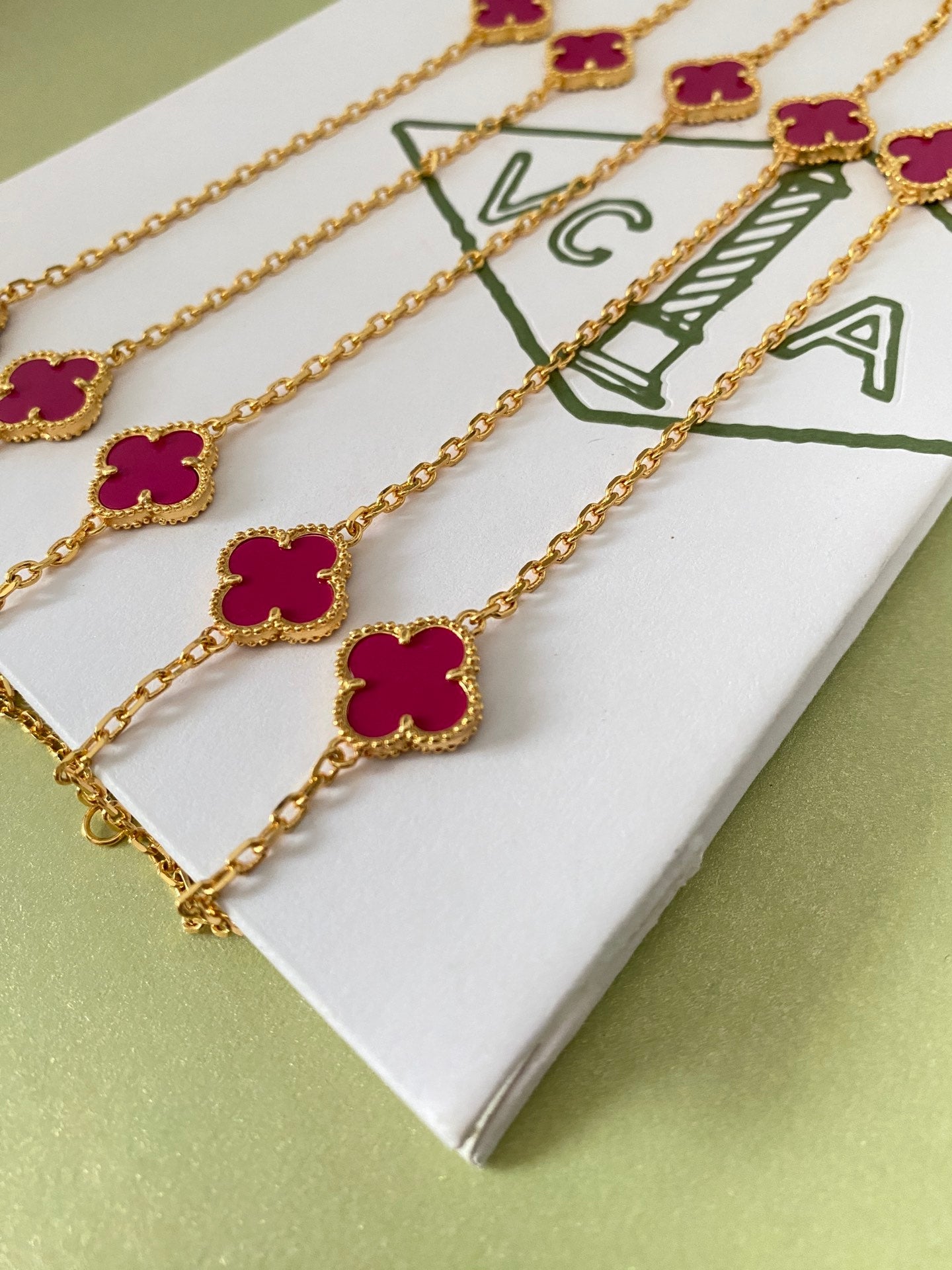 Long four-leaf clover necklace
