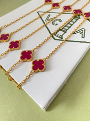 Long four-leaf clover necklace