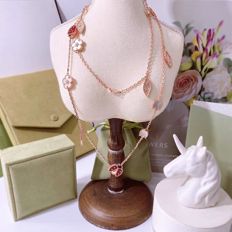 Lucky Four-Leaf Clover Ladybug Necklace