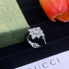 Full Diamond Floral Ring