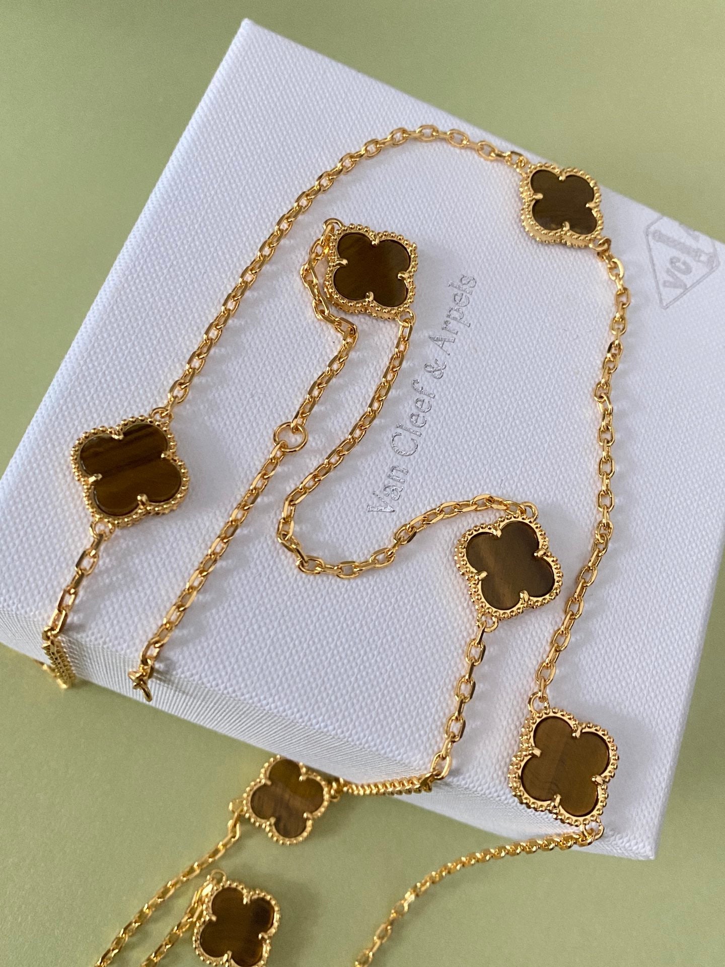 Long four-leaf clover necklace