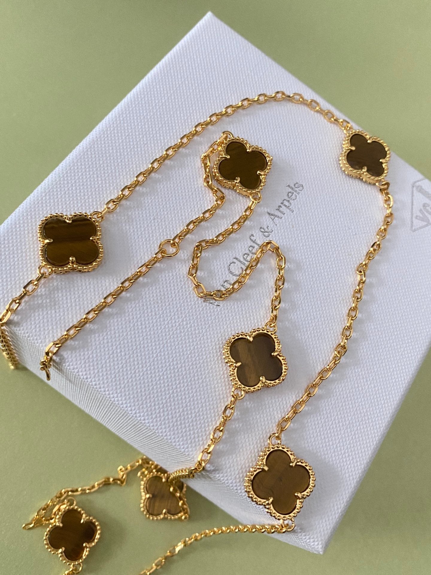 Long four-leaf clover necklace