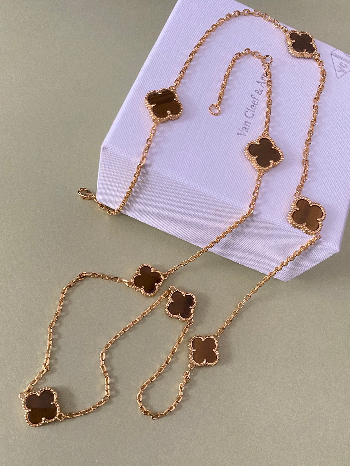 Long four-leaf clover necklace