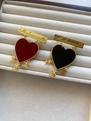 Epoxy Letter Pendant Heart Brooch