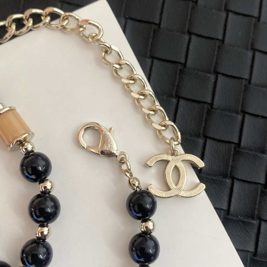 Vintage Black Bead Necklace