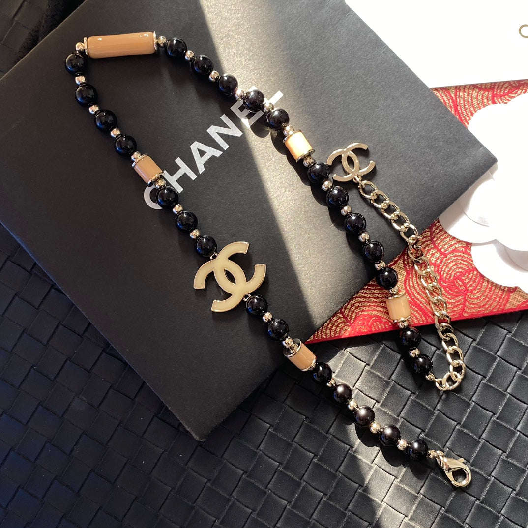 Vintage Black Bead Necklace