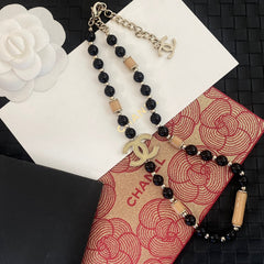 Vintage Black Bead Necklace