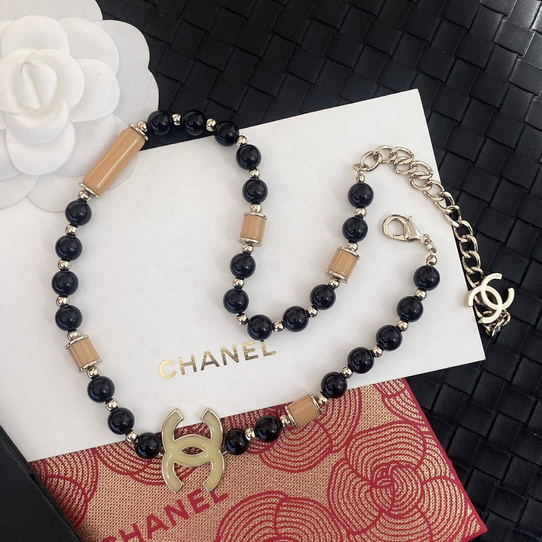 Vintage Black Bead Necklace