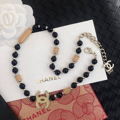 Vintage Black Bead Necklace