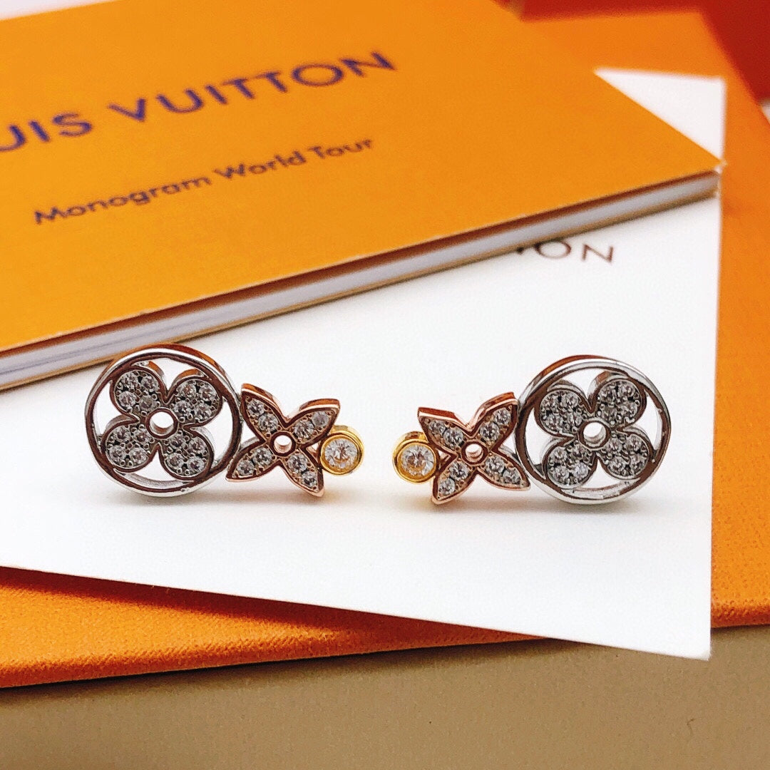 Spliced Diamond Flower Earrings