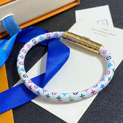 White leather floral bracelet