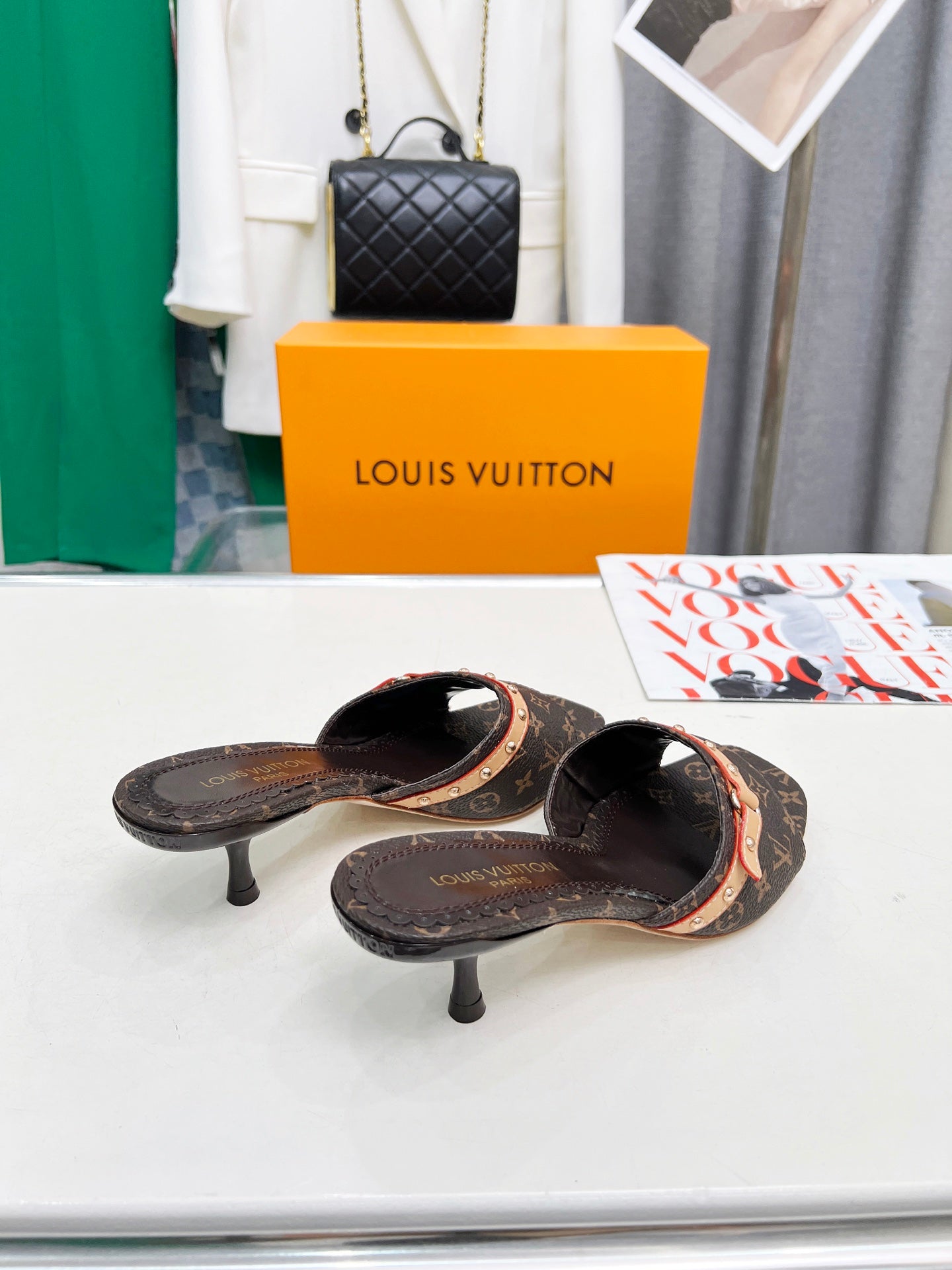 Printed Letter Kitten Heel Slippers