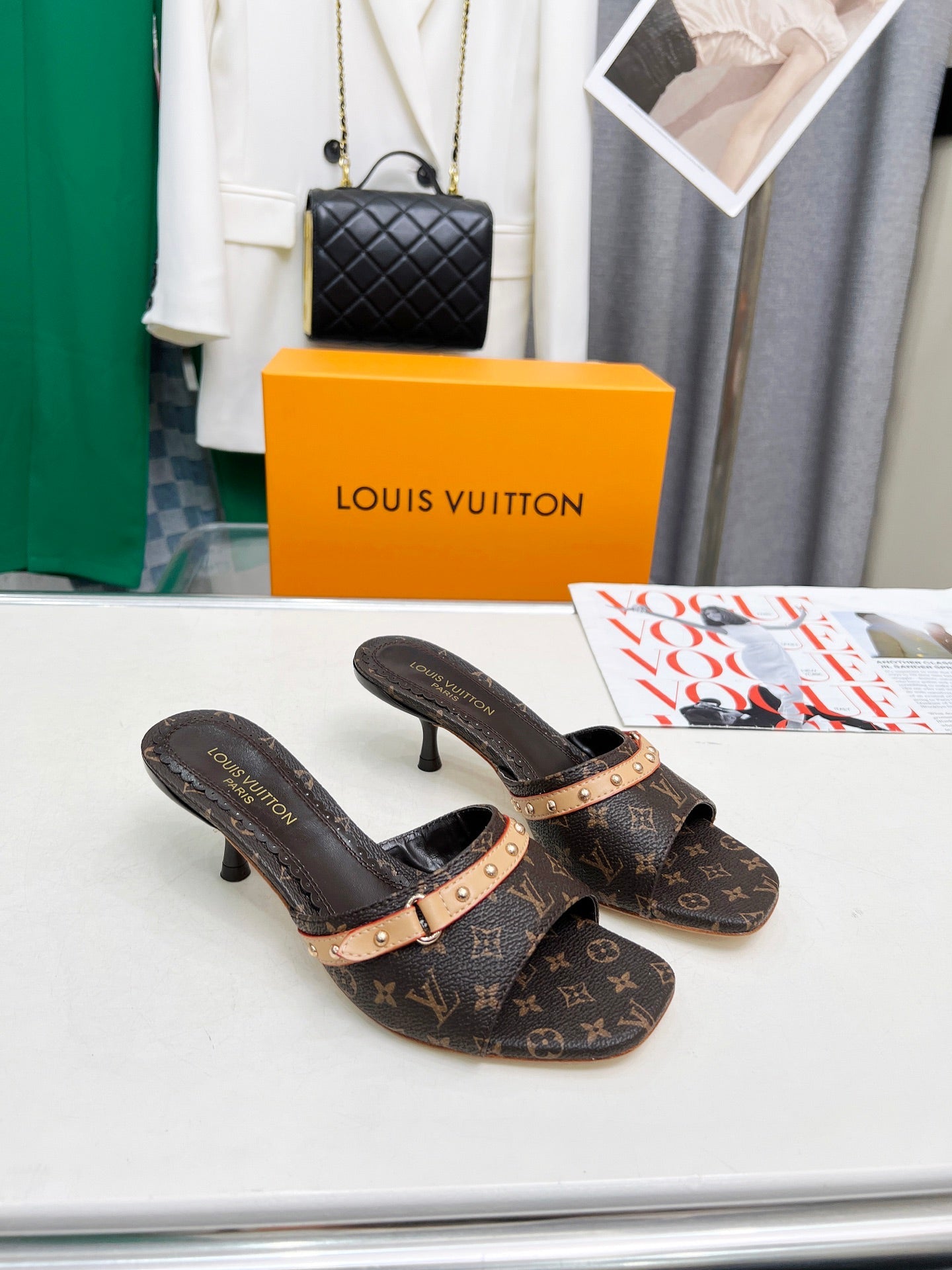 Printed Letter Kitten Heel Slippers
