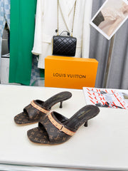 Printed Letter Kitten Heel Slippers