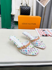 Printed Letter Kitten Heel Slippers