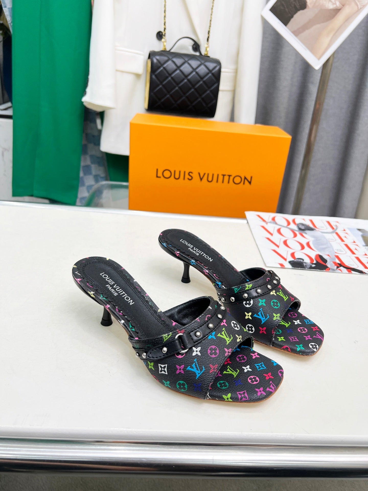 Printed Letter Kitten Heel Slippers