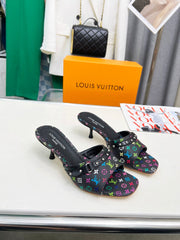 Printed Letter Kitten Heel Slippers