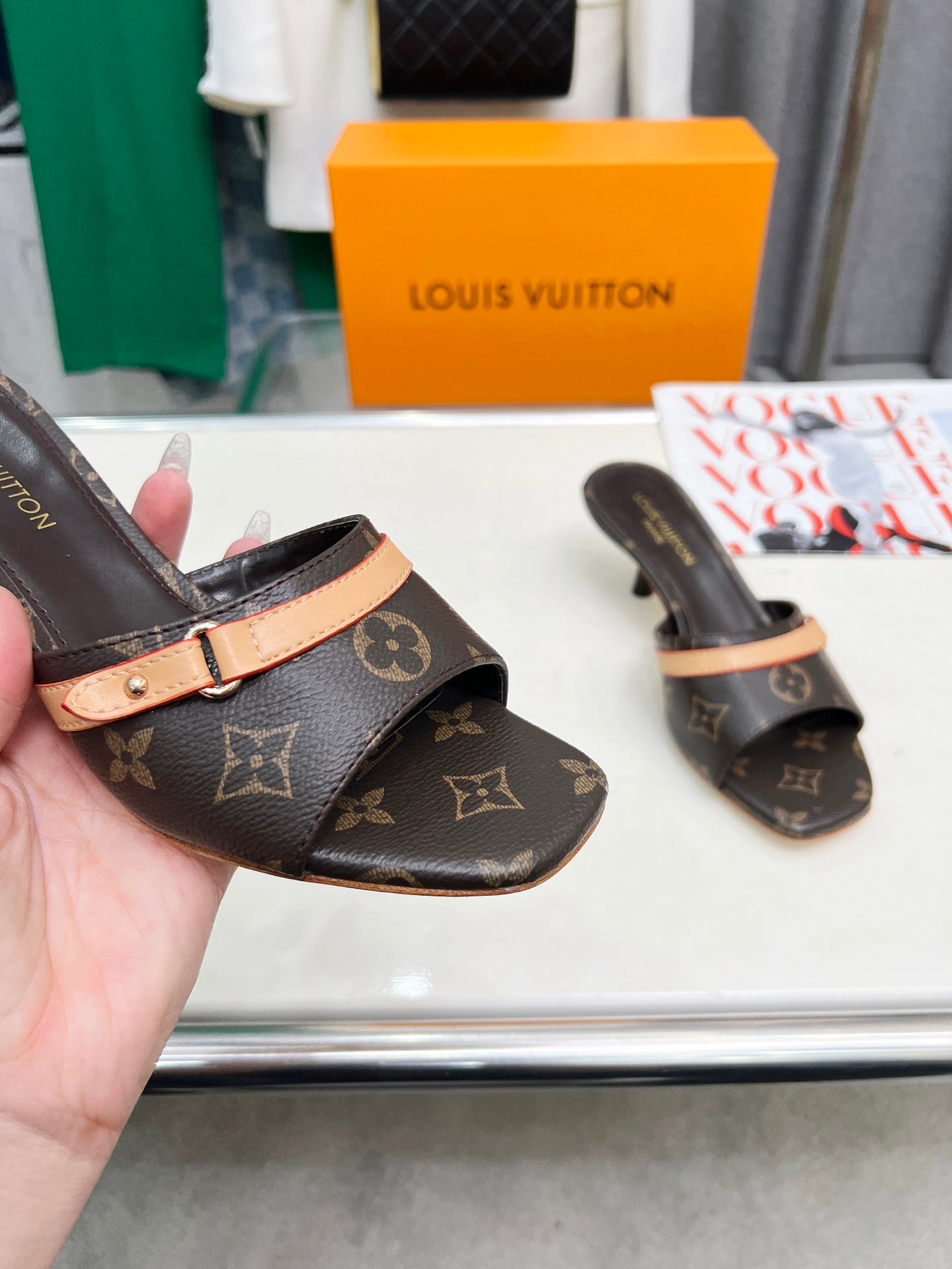 Printed Letter Kitten Heel Slippers