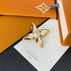 Monogram Flower Pearl Brooch