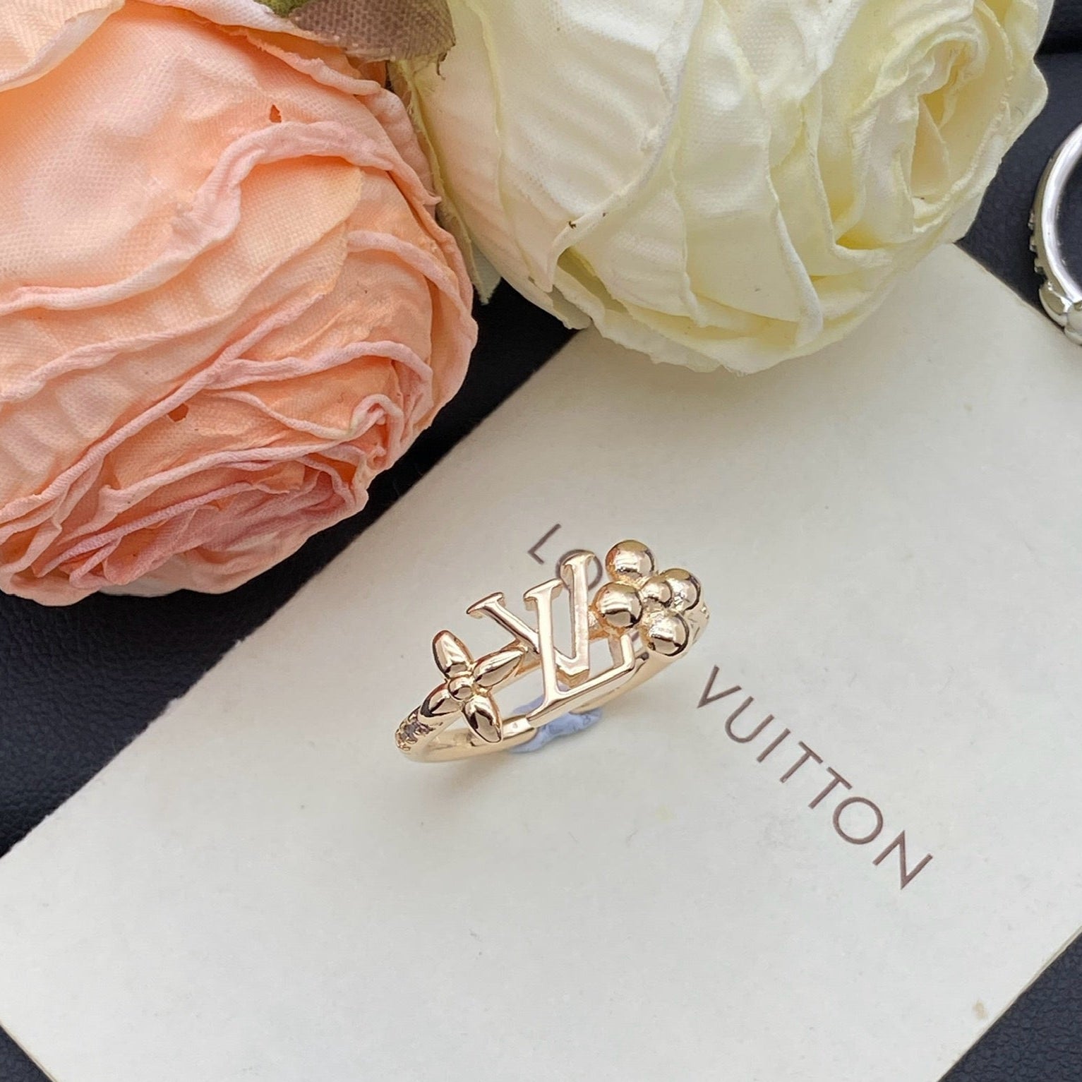 Monogram Floral Open Ring