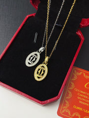 Diamond-encrusted hollow circle pendant necklace