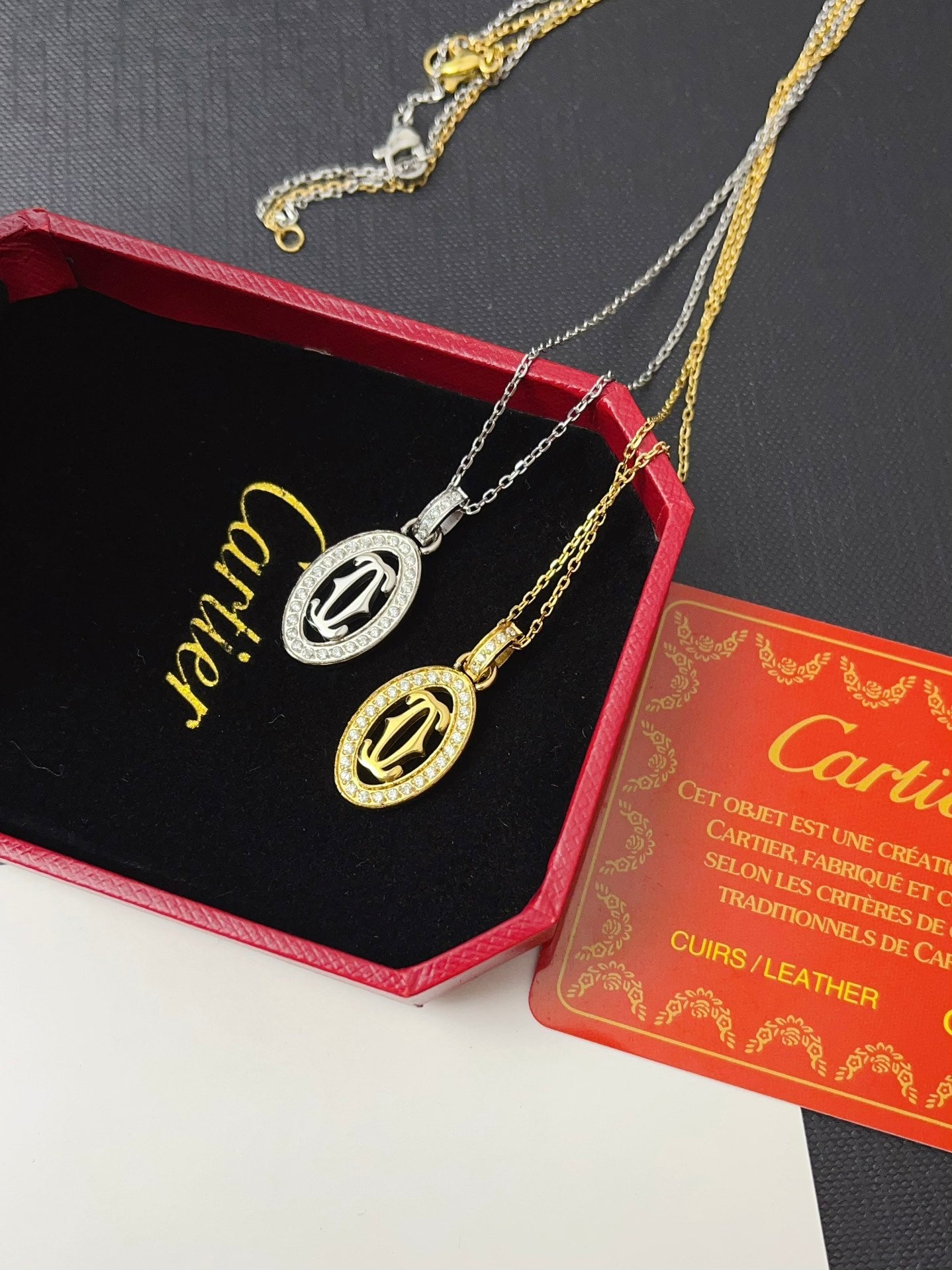 Diamond-encrusted hollow circle pendant necklace