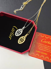 Diamond-encrusted hollow circle pendant necklace