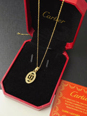 Diamond-encrusted hollow circle pendant necklace