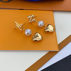 Heart  Pendant Pearl Earrings