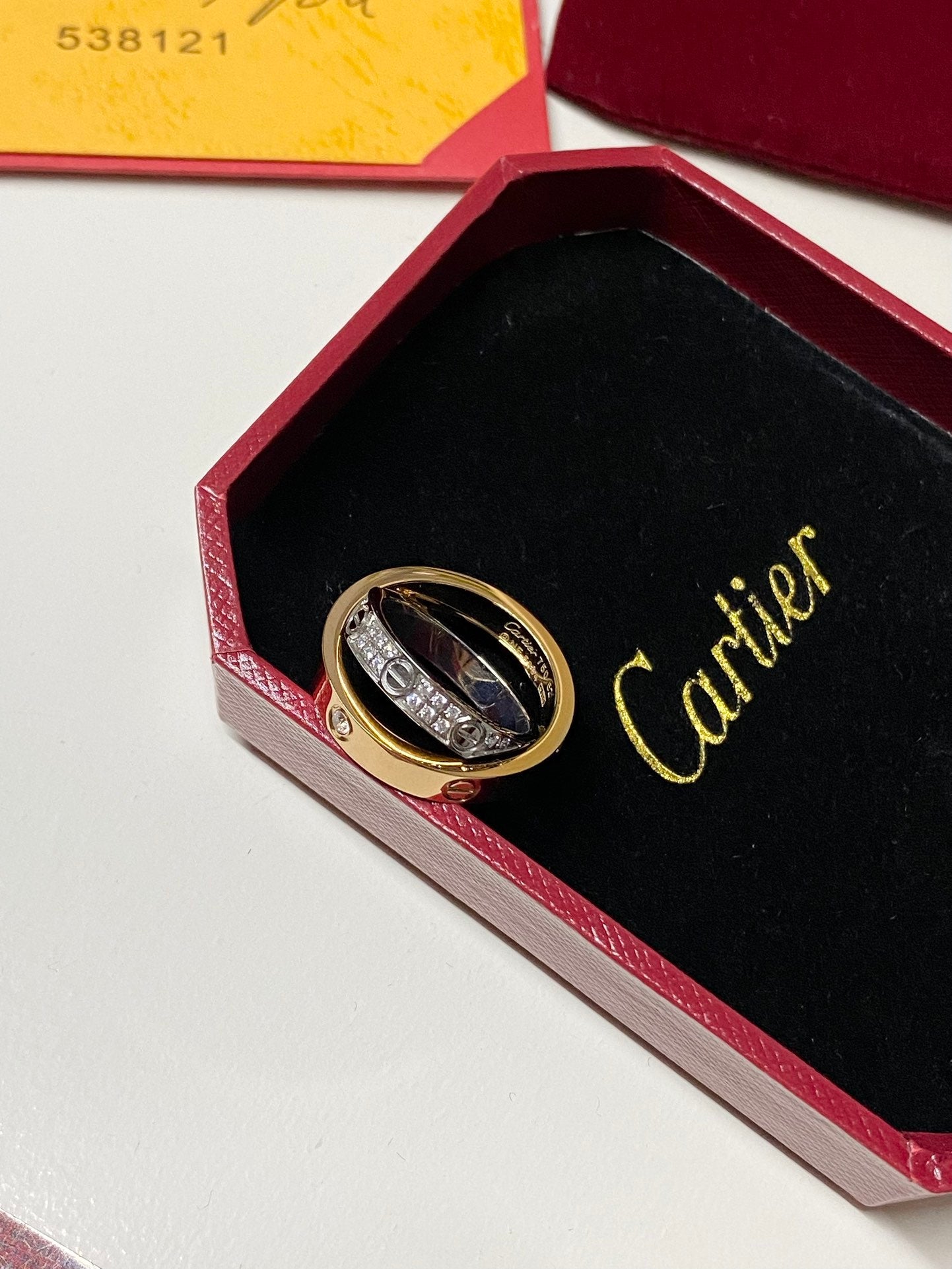 Paved diamond double ring