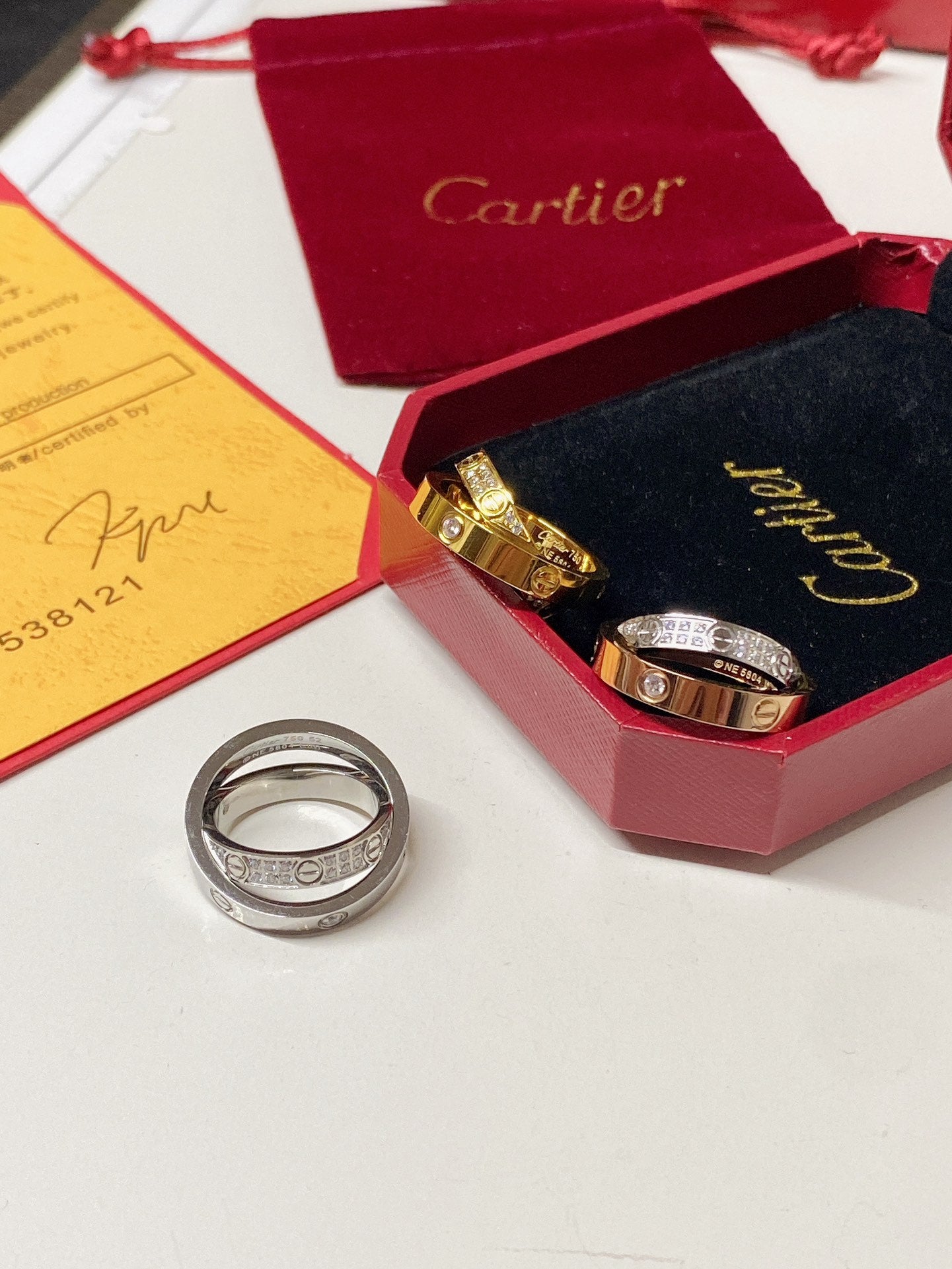 Paved diamond double ring