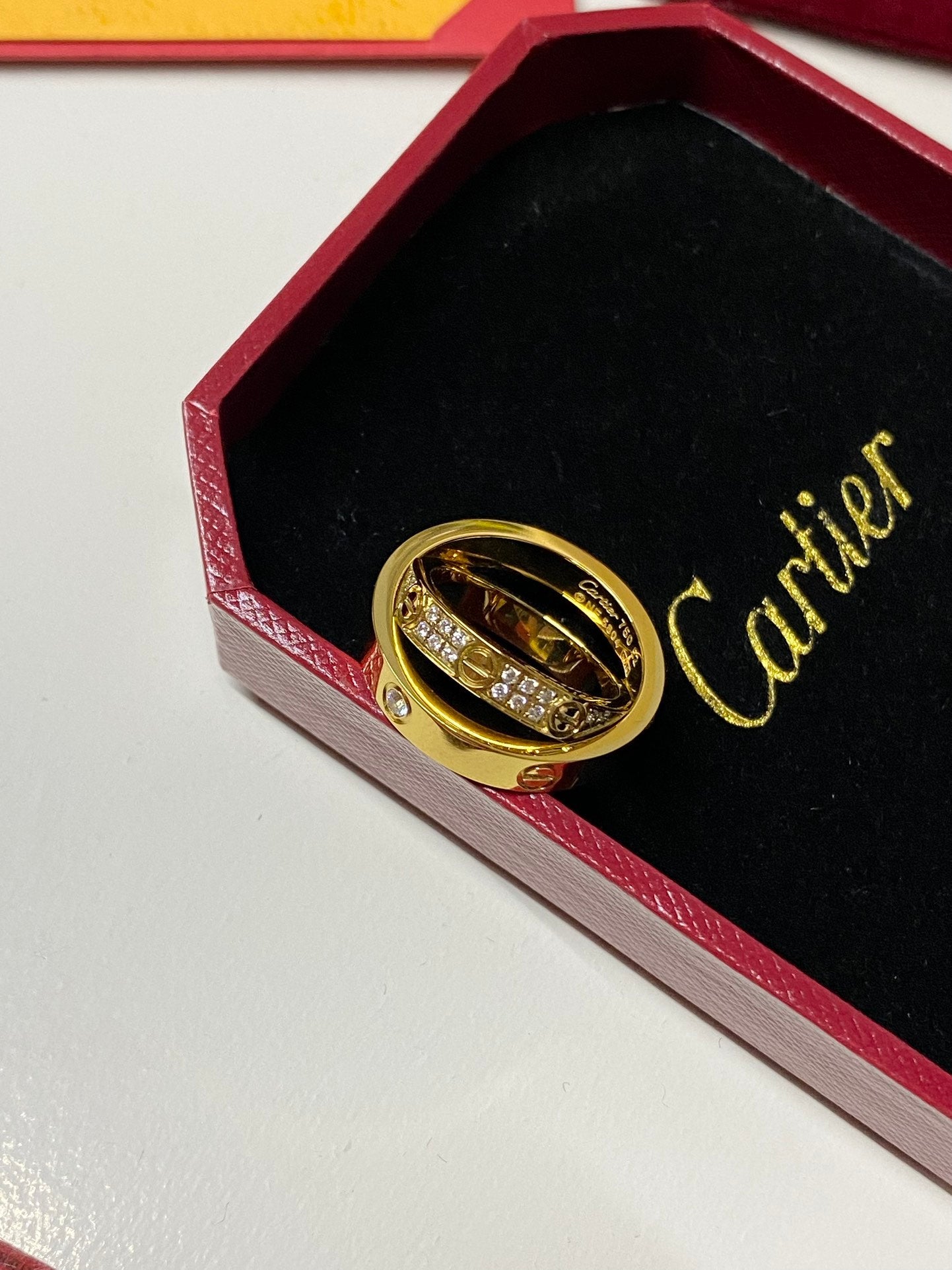 Paved diamond double ring