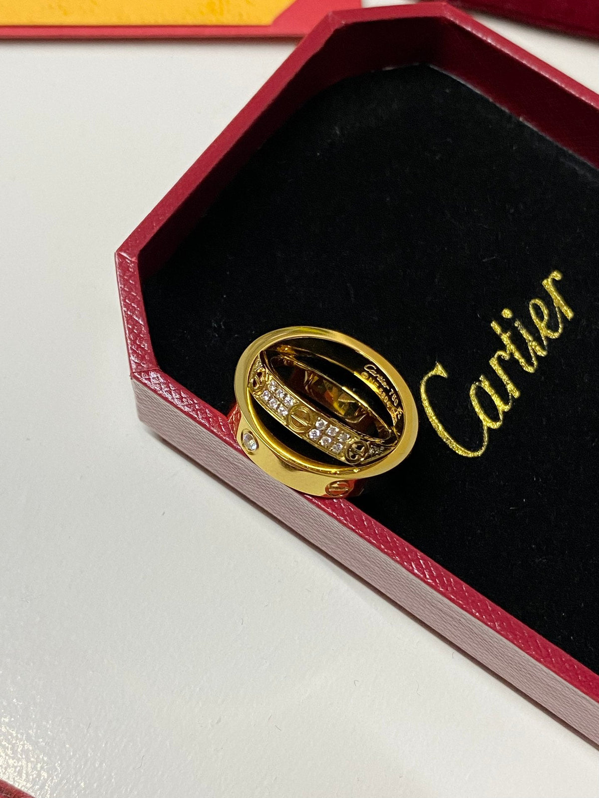 Paved diamond double ring
