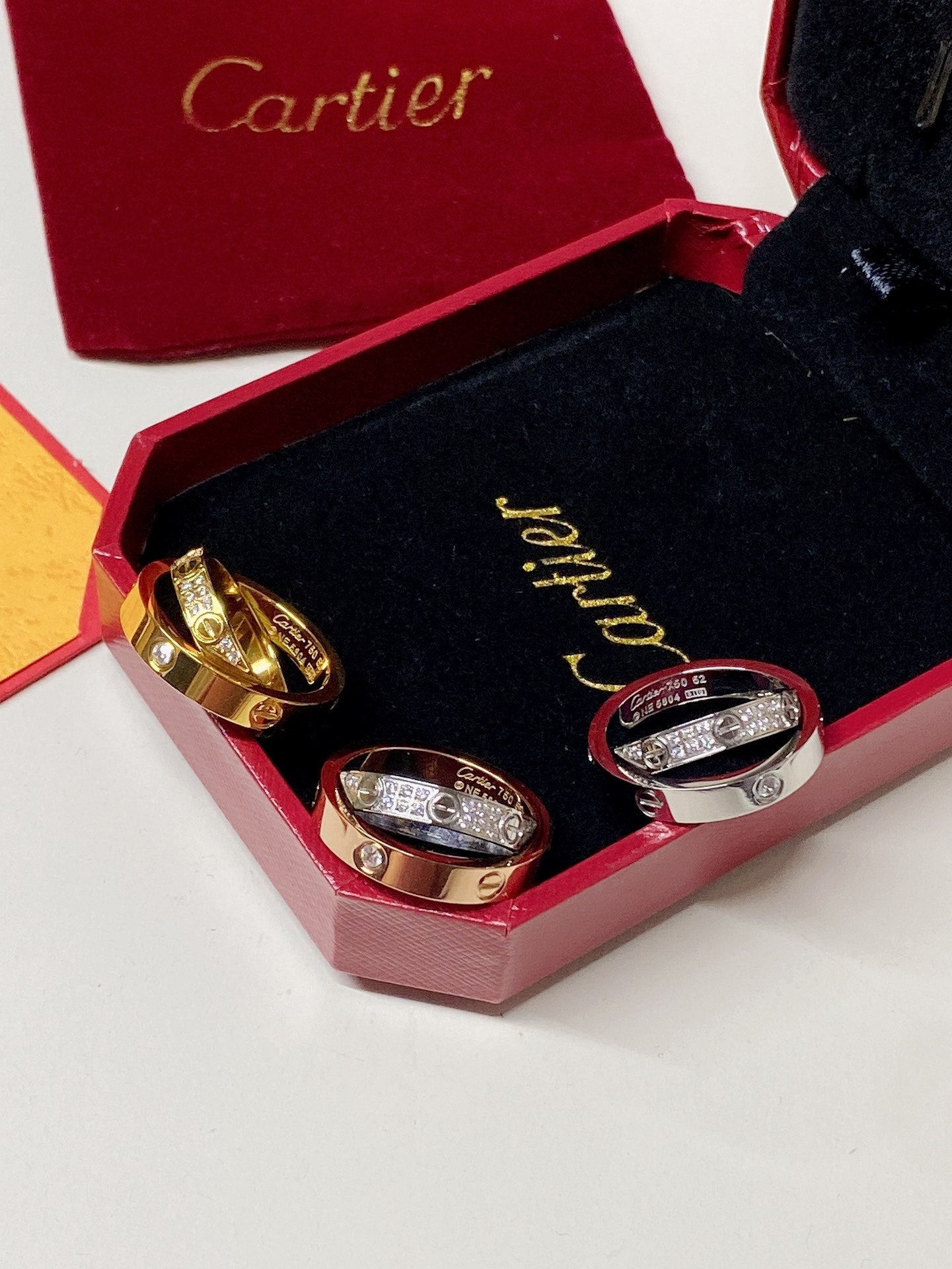 Paved diamond double ring