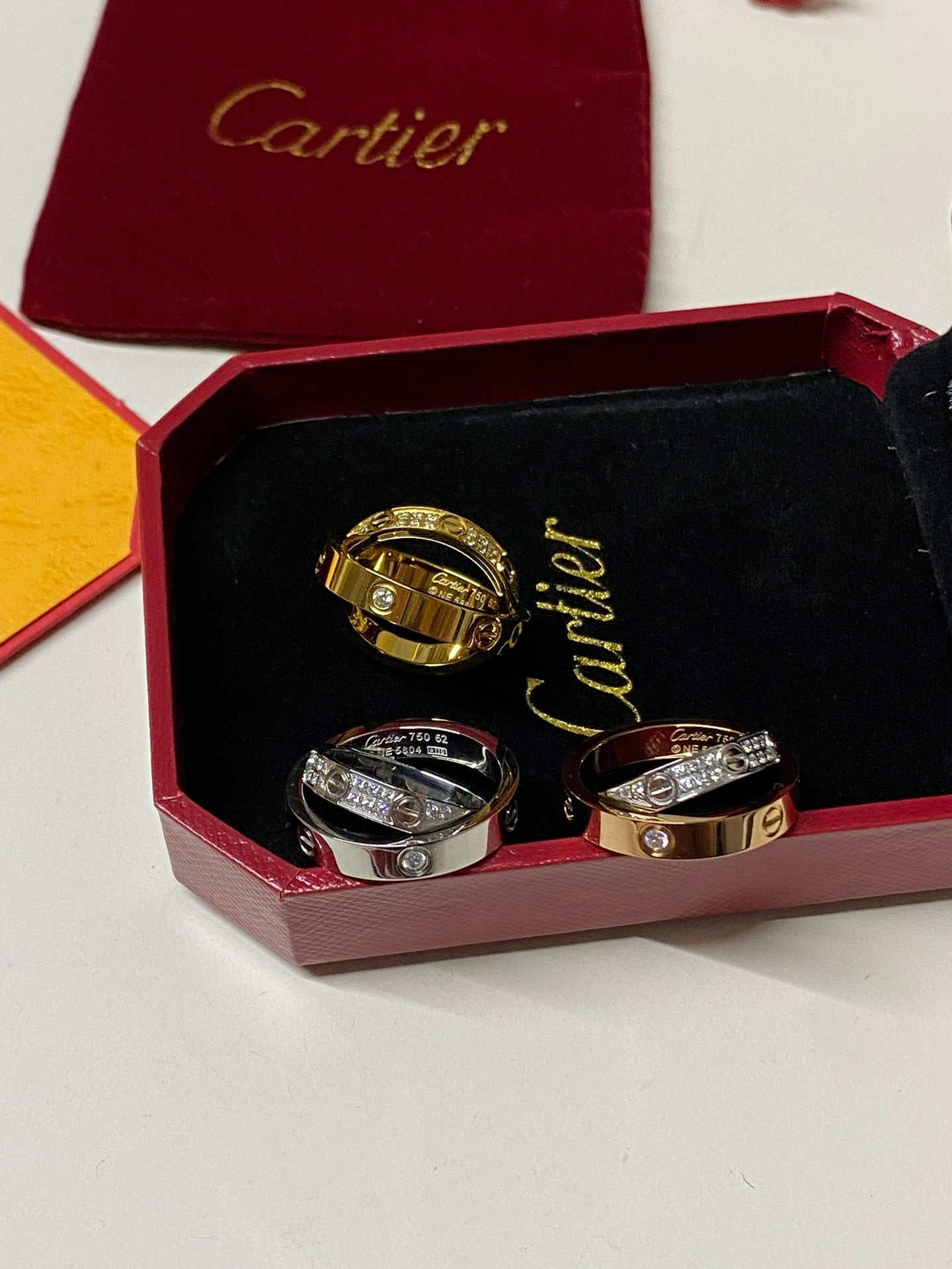 Paved diamond double ring