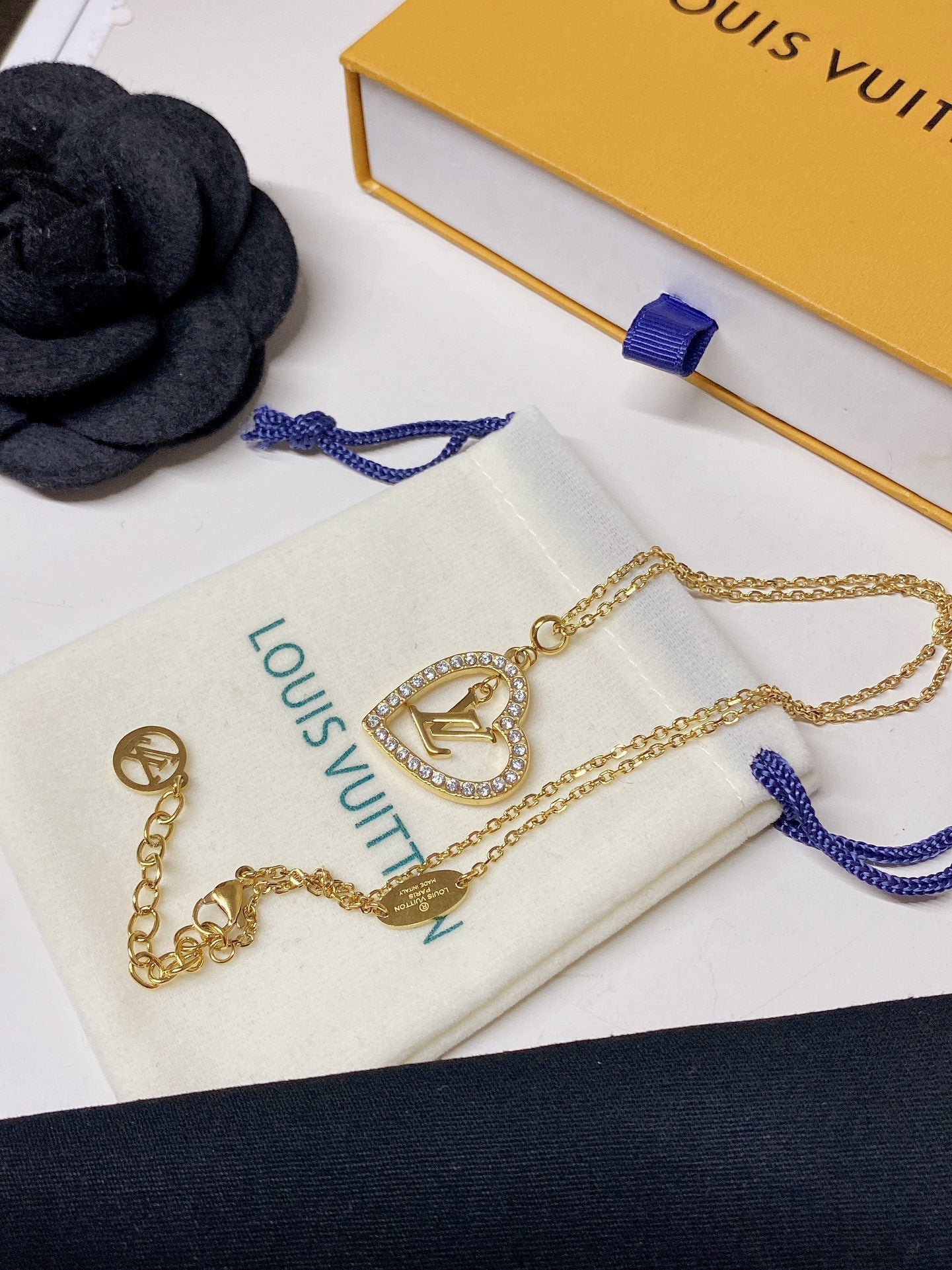 Diamond-encrusted heart-shaped necklace