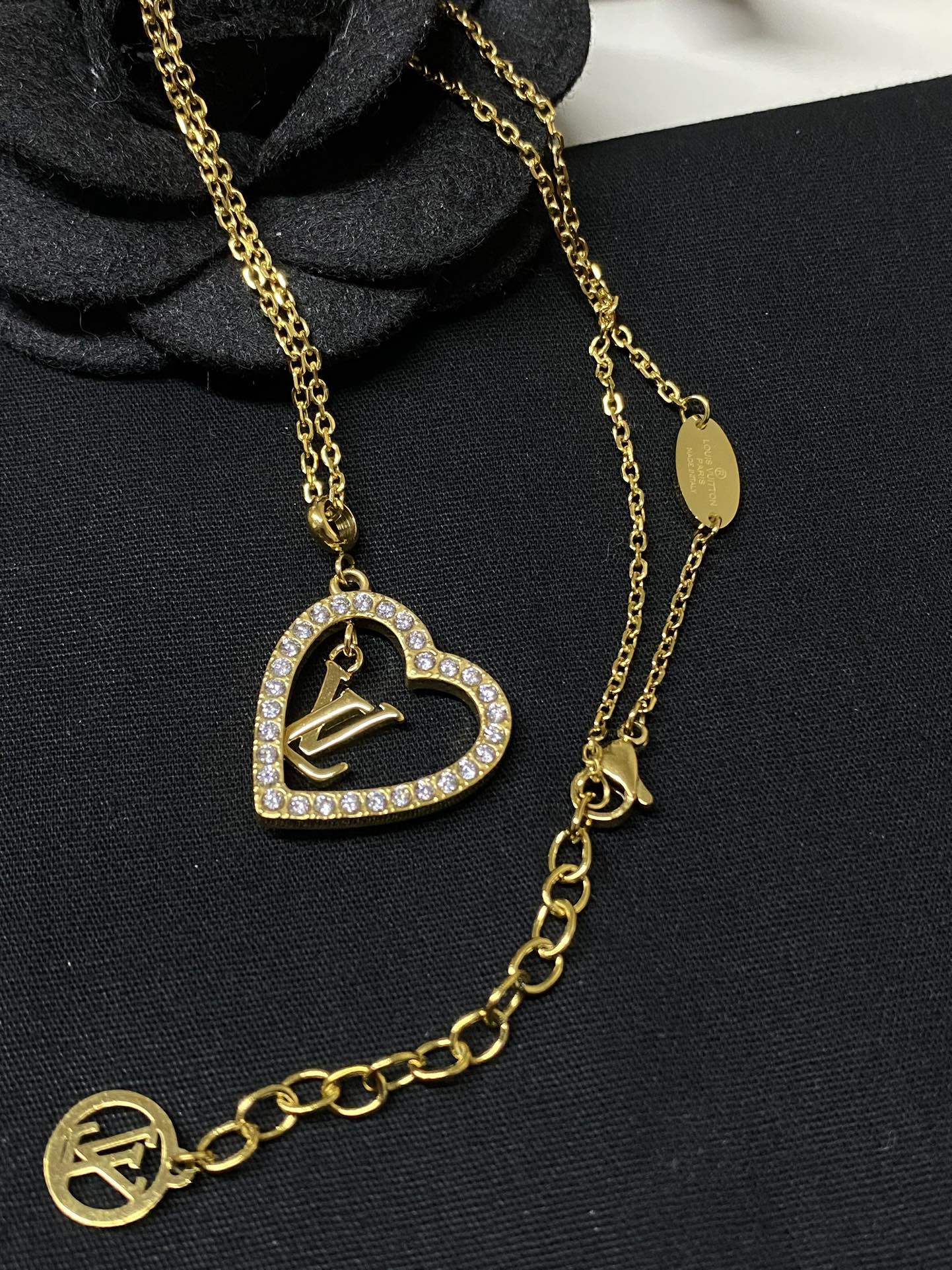 Diamond-encrusted heart-shaped necklace