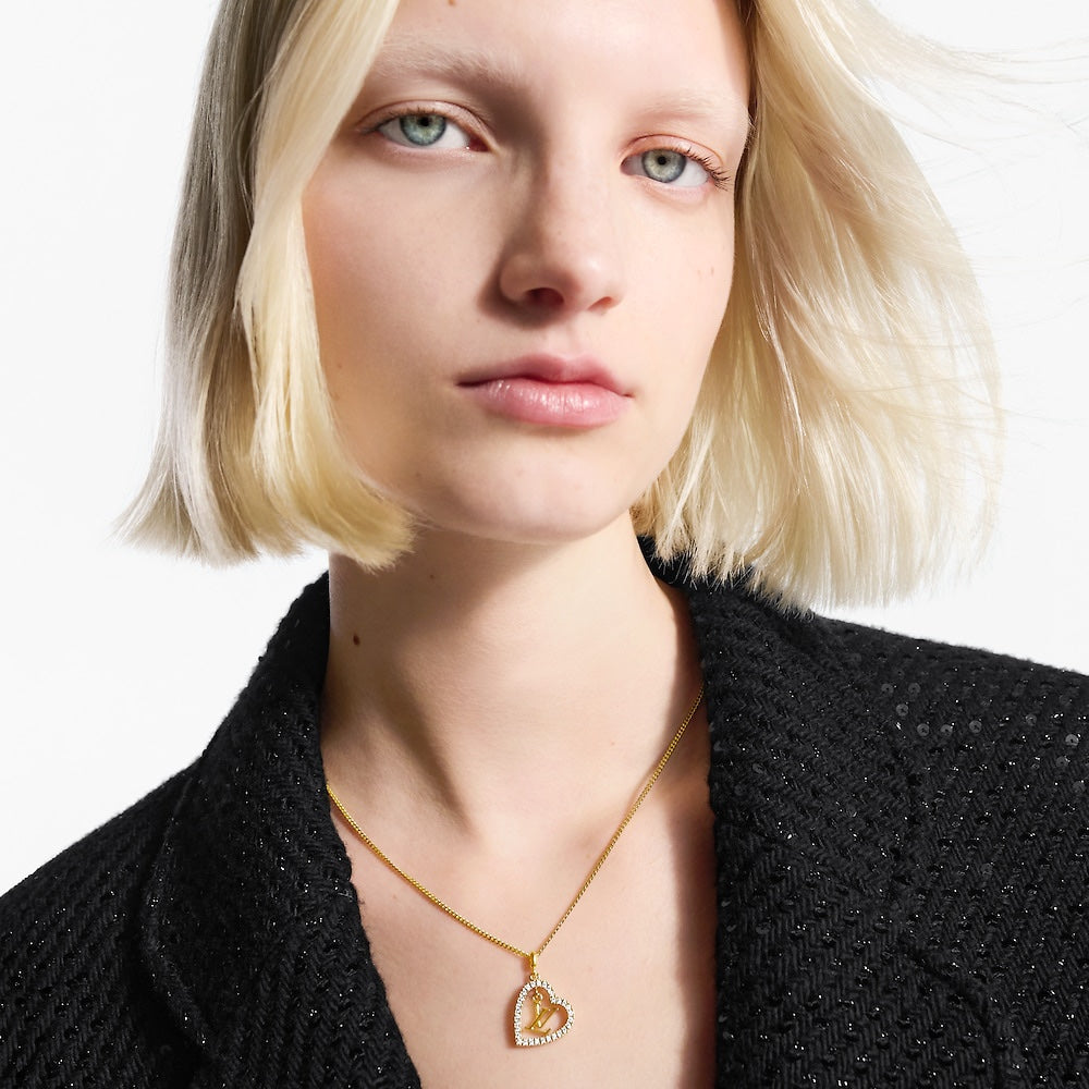 Diamond-encrusted heart-shaped necklace