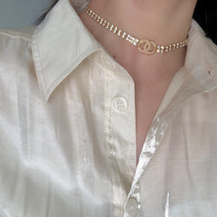 Full Diamond pearl necklace