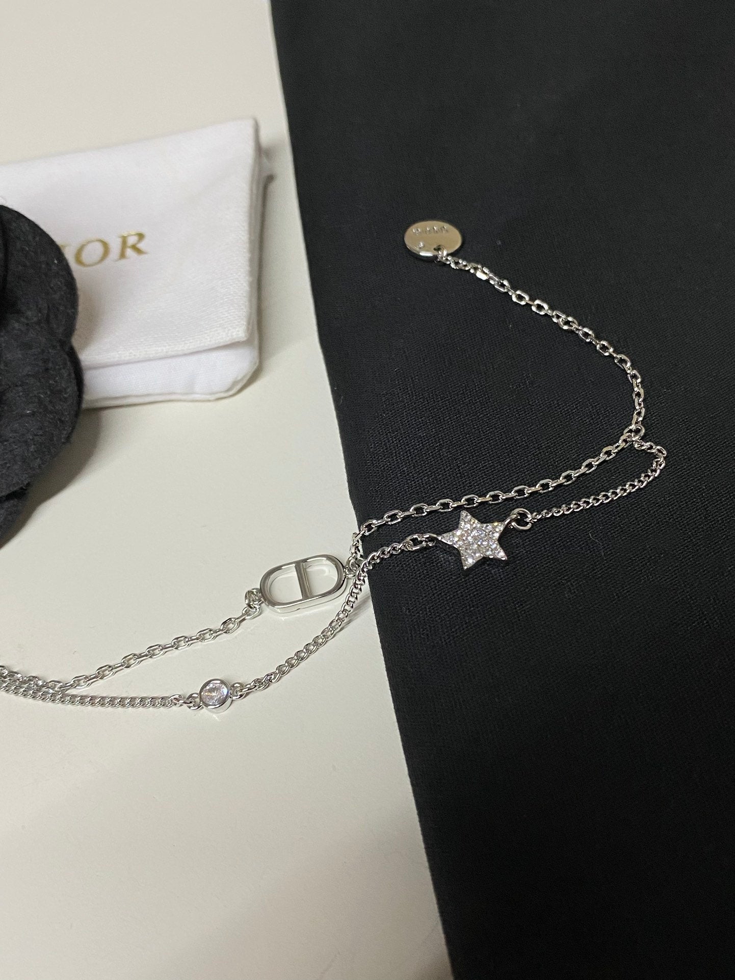Crystal double chain bracelet