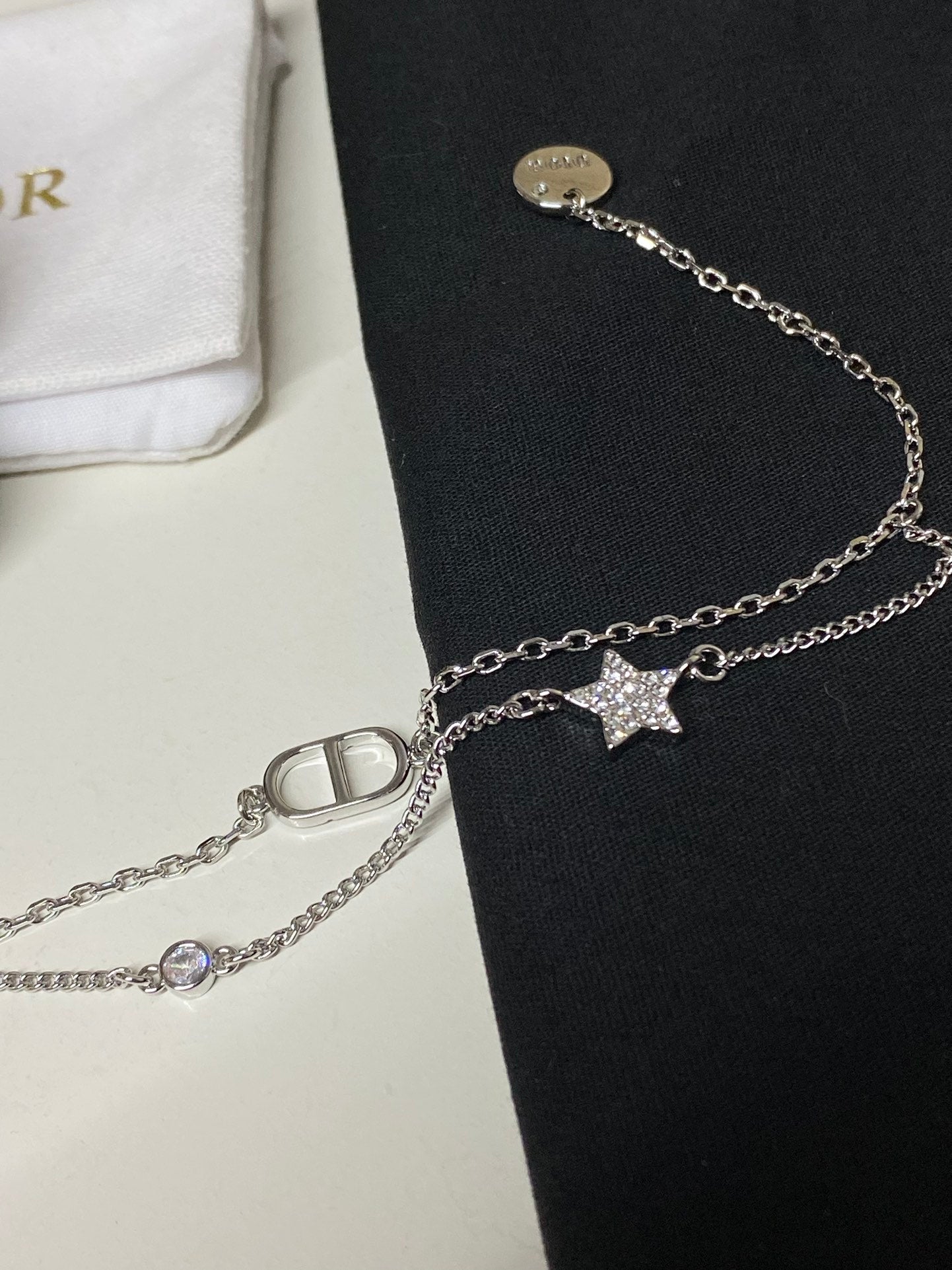 Crystal double chain bracelet