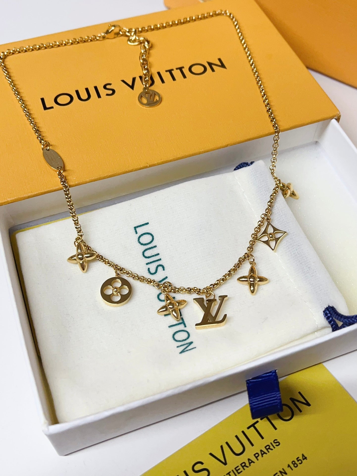 Classic floral charm bracelet necklace