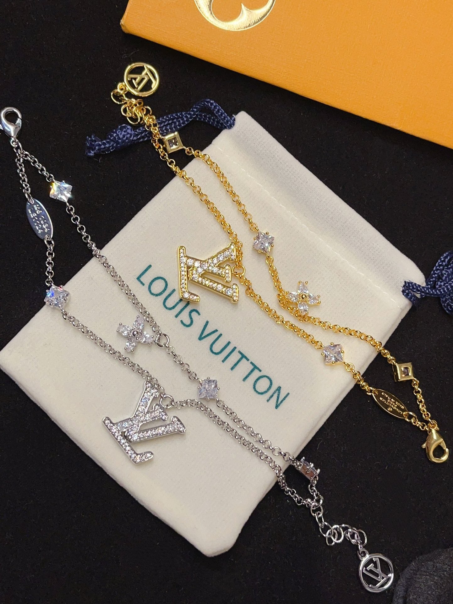 Sparkling diamond letter bracelet