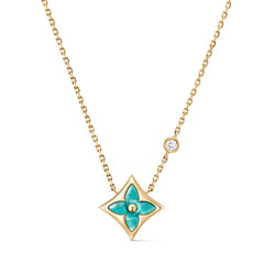 Green gemstone four-leaf clover necklace