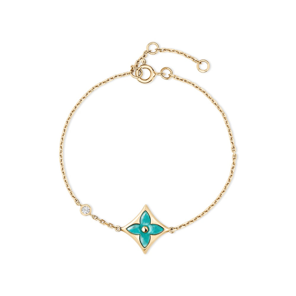 Green gemstone four-leaf clover bracelet