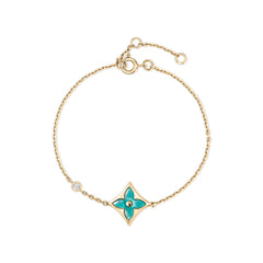 Green gemstone four-leaf clover bracelet