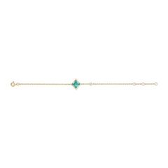 Green gemstone four-leaf clover bracelet