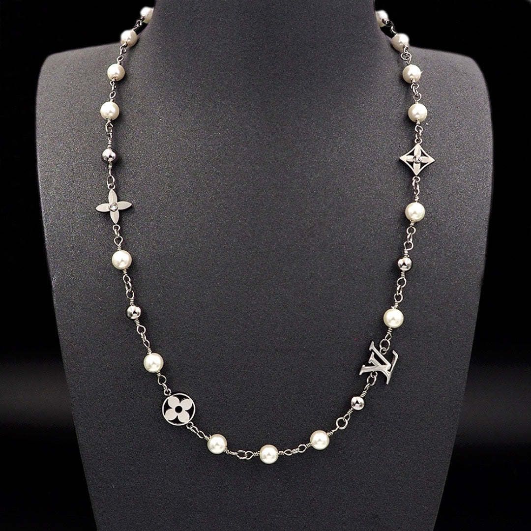 Classic pearl charms bracelet and necklace