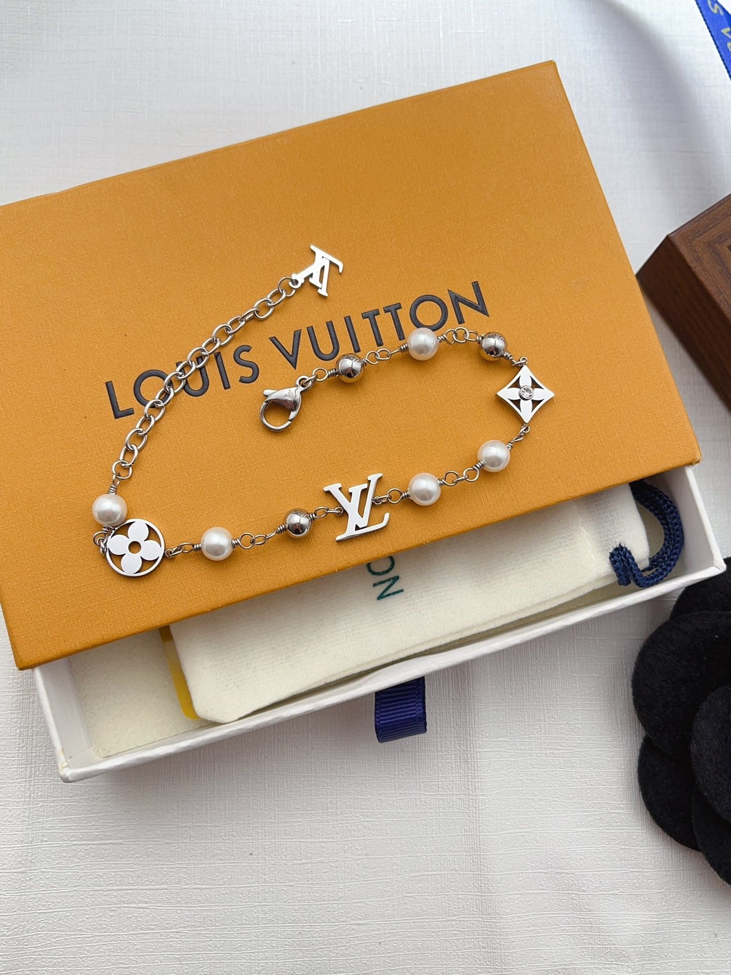 Classic pearl charms bracelet and necklace